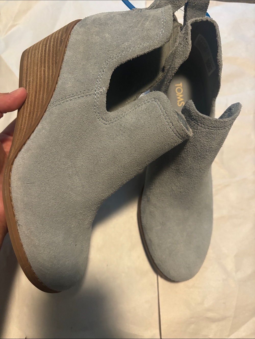 TOMS Light Gray Suede Cutout Ankle Booties